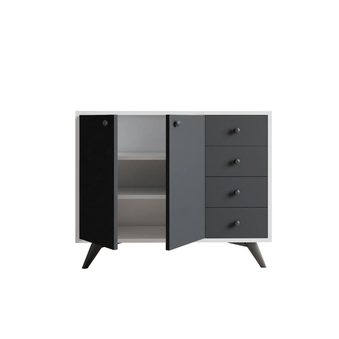 Hanah Home Armario Multiusos Blanco y Antracita - 100x82x35cm